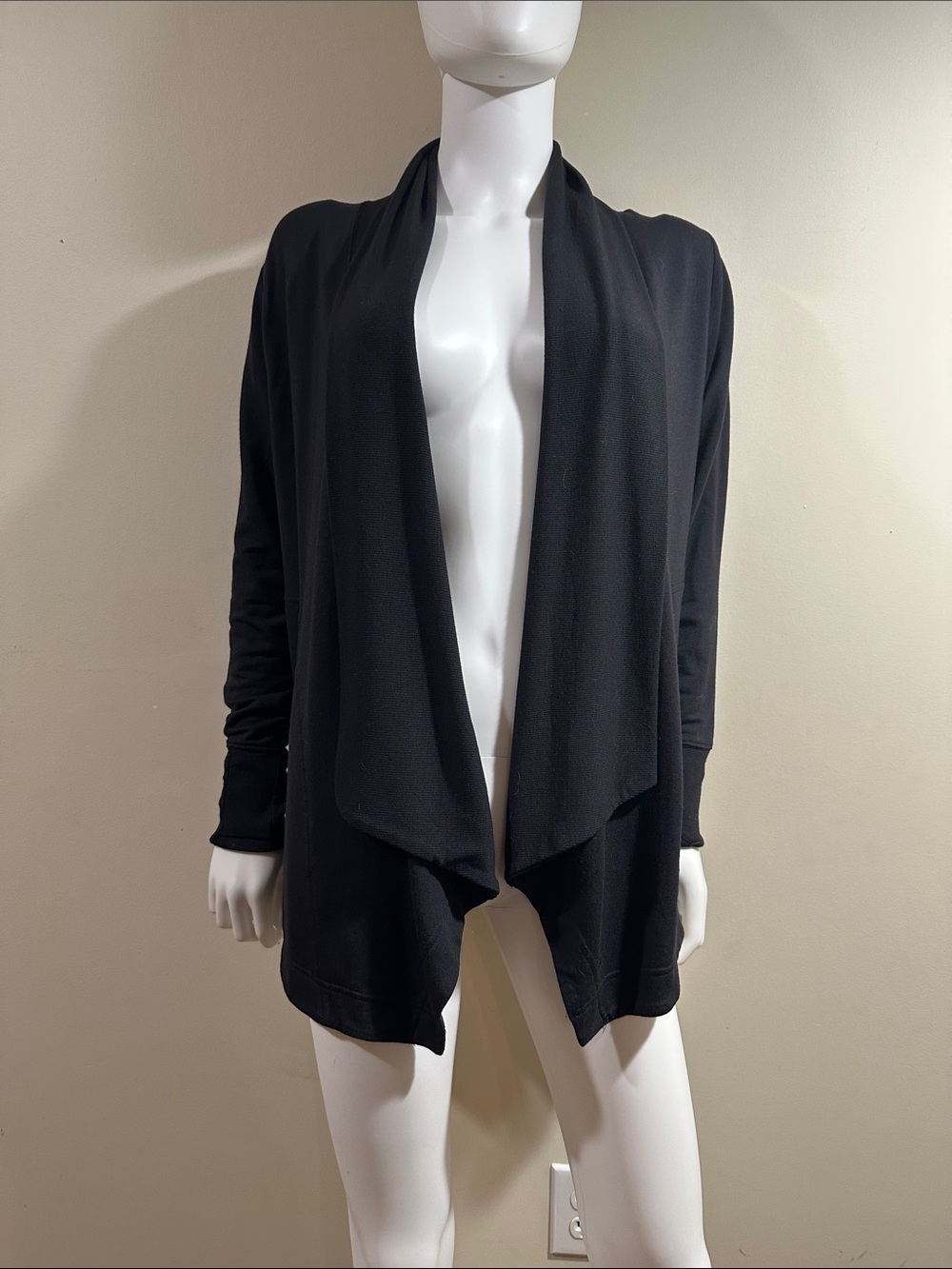 Athleta Black Draped Open Front Women's Cardigan Size Xs